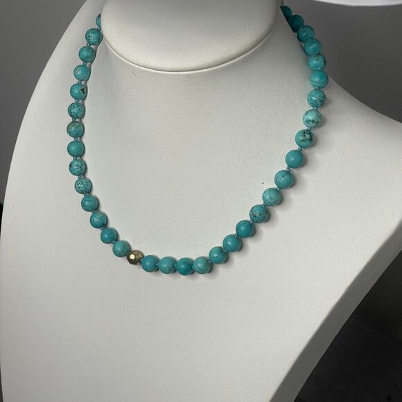 necklace turquoise colored dyed stone simple beads beaded boho trendy - Picture 1 of 8